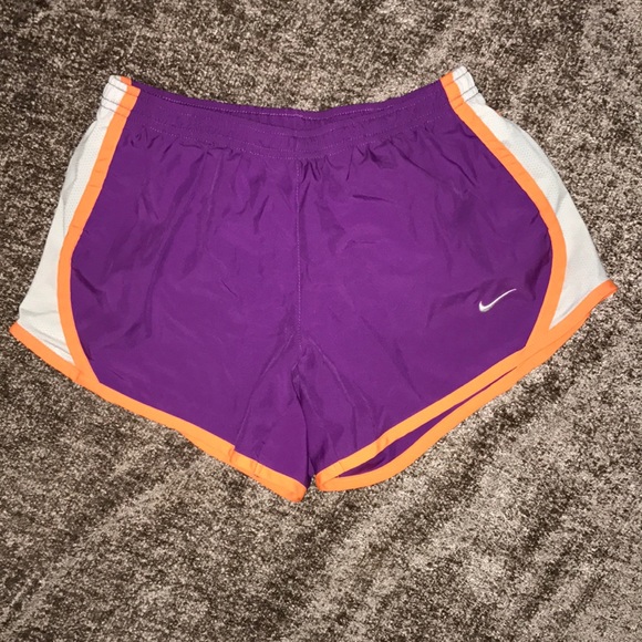 purple and orange nike shorts
